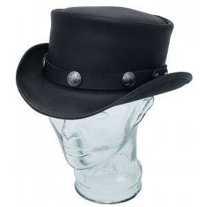 Buffalo Nickel Black Leather Top Hat #H56501BUFK