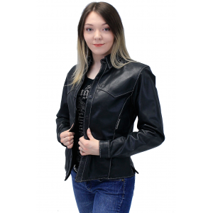 Women's Lightweight Ultra Premium Leather Shirt w/White Stitching #LS431GWK