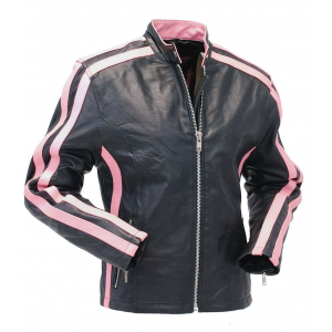 Pink Striped Leather Jacket - Scooter #L2565SZP