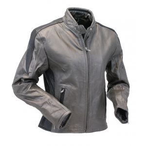 Women's Gray and Black Vented Scooter Motorcycle Jacket #L726ZPS