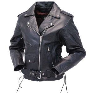 Ladies Leather Motorcycle Jacket w/Zip Out Lining #L52LZ