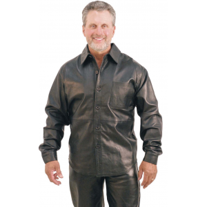 Men's Lambskin Leather Shirt - Button Down Leather Dress Shirt #MS2161