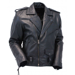 Premium Beltless Side Lace Leather Motorcycle Jacket #MA15ZL