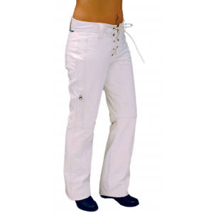 Lace Up White Leather Pants for Women #LP504LW