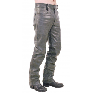 Cobblestone Gray Leather Pants #MP753GY