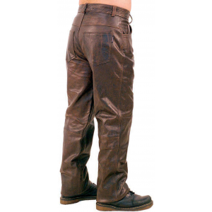 Heavy Retro Dark Brown Leather Pants #MP762N
