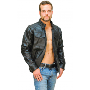 Heavy Snap Up Biker Leather Shirt - Special #MS778SP