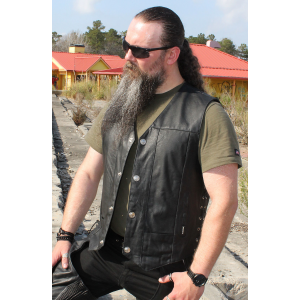 Premium Buffalo Nickel Snap Leather Vest w/Concealed Pockets #VM3701NGLK