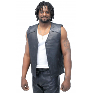 Straight Bottom Leather Club Vest w/Dual Concealed Pockets #VM6650LGK