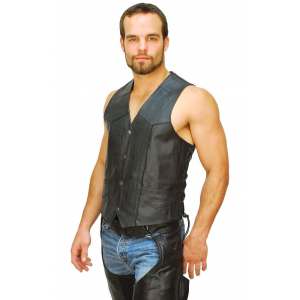Men's Concealed Pocket Buffalo Leather Vest w/Side Lacing #VM803LK