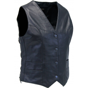 Black Side Lace Women's Leather Vest #VL698LK
