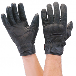 Leather and Denim Gloves w/Touch Screen Fingertips, Hard Knuckles and Venting #GC2020VK