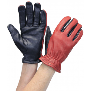 Red/Black Leather Vented Motorcycle Gloves #GM218VBG
