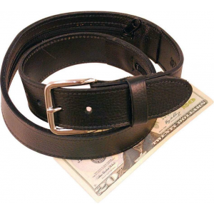 Wide Black Leather Money Belt #BT112MBZ