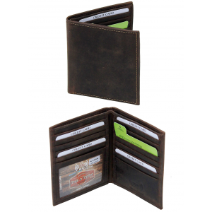 Tall Vintage Brown Bifold RFID Wallet w/19 Compartments #WM13081NID