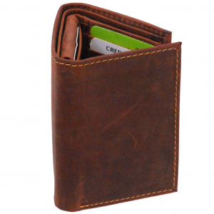 Men's Vintage Brown Flip Up 17 Pocket Trifold RFID Wallet #WM13151NID