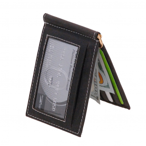 Vintage Black Leather Money Clip Wallet #W513170KID