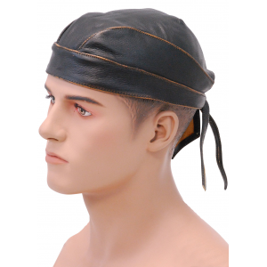 Vintage Brown Leather Skull Cap #BAND9195DN