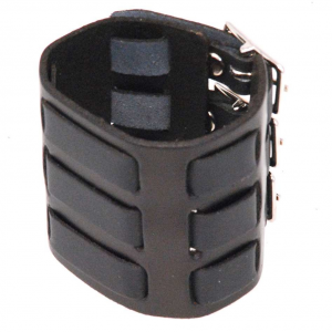 Triple Buckle Black Leather Wristband / Watchband #WB40325K