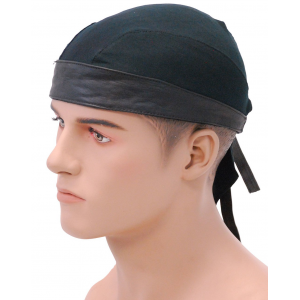 Leather and Comfort Stretch Lycra Skull Cap #BAND9160K