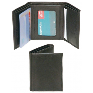 Black Leather Trifold Wallet - Special #WM29K