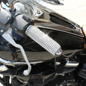 Simulated Crystal Leather Motorcycle Grip Covers #GR2004TCRY