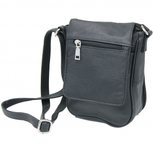 6x8 Black Small Heavy Leather Concealed Pocket Purse with Magnetic Flap #P70180GK