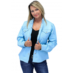 Women's Light Blue Leather Shirt #LS86223U (XS-3X)