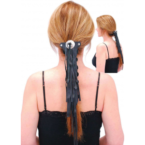 Extra Long (10.5 Inch) Fringed Leather Hair Tube #AHW13114FK