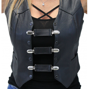 Black Leather Vest Extender with Clips Set of 3 #VC2010CK