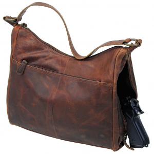 Large Vintage Brown Heavy Leather Concealed Pocket Purse #P161631N