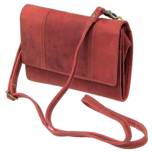 Vintage Red Leather Large Clutch Purse with Strap #WL163522AR