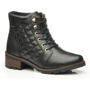 Black Quilted Lace-Up Ankle Boot #BL140404QK -