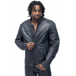 Men's Vented Concealed Pocket Ultra Premium Leather Jacket w/Quilt #M6922VZNK
