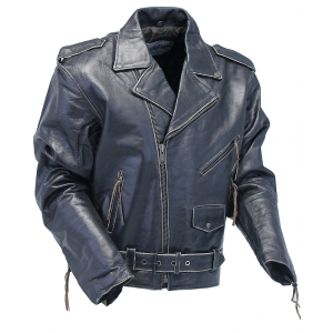 Vintage Black Classic Motorcycle Jacket #MA026K