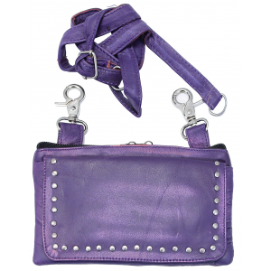 Purple Lambskin Stud Trim Leather Hip Klip Bag #PKK9717RP