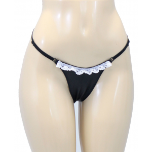 Black Leather and White Lace G-string #UG401LWK