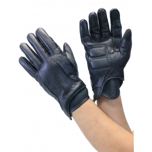 Padded Black Motorcycle Gloves w/Neoprene Cuff #G158GK