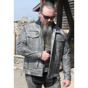 Concealed Pocket Gray Motorcycle Jacket w/Venting & Hood #M6906HVZGY