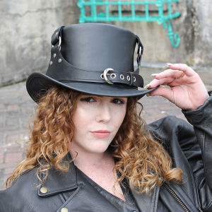 Steampunk Buckled Leather Tophat #H2204BUK