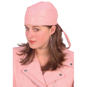 Pink Leather Skull Cap Dew Rag #BA1335P