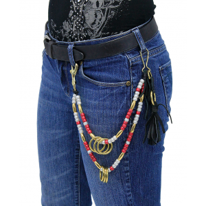 Custom Beaded Double Wallet Chain w/Rings #KK22313R-C