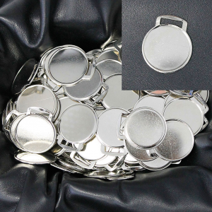 75 pcs 1.25" Nickel Plate Engravable Metal Disk / Charm / Fob #ZPLATE00S