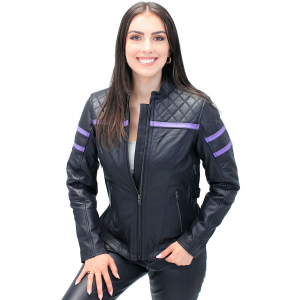 Women's Purple Stripe Vented Jacket w/Quilt Shoulders #L656017VQP