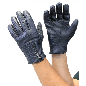 Vented Biker Gloves w/Zip Cuff & Cell Phone Fingertips #G8416VZK