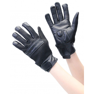 Women's Leather & Mesh Vented Motorcycle Gloves w/Gel #GC8405MVK