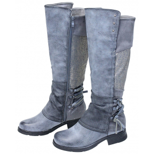 Lace Back Vintage Gray Zip boots #BL-MAXIGY