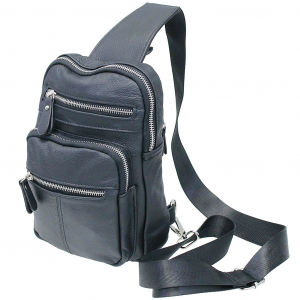 Black Leather Cross Body Sling Bag Pack #BP0040K