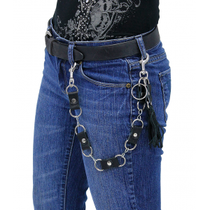 Leather & D-Rings Wallet Chain w/Tassel #KK2201DDT
