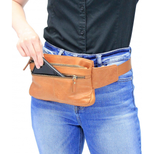 Thin Light Brown Hip Pack w/Leather Strap #FP3070N